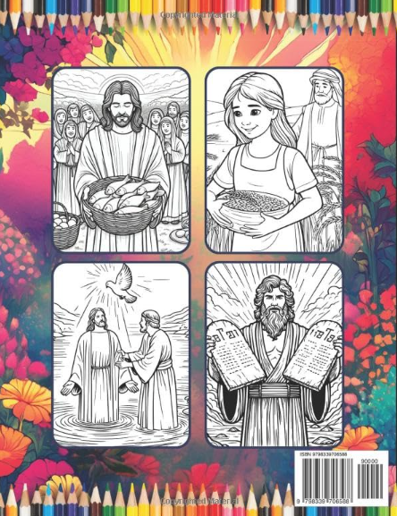 50 Pages Easy Jesus Coloring Book Gift for Adults Kids Children Boys Girls Teens Christian Religion Catholic Bible Stories Coloring Pages