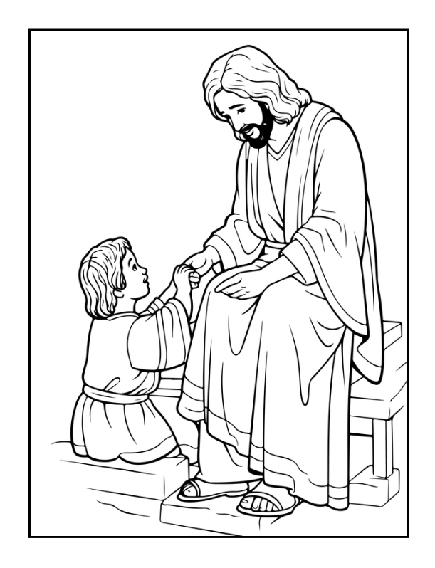 50 Pages Easy Jesus Coloring Book Gift for Adults Kids Children Boys Girls Teens Christian Religion Catholic Bible Stories Coloring Pages