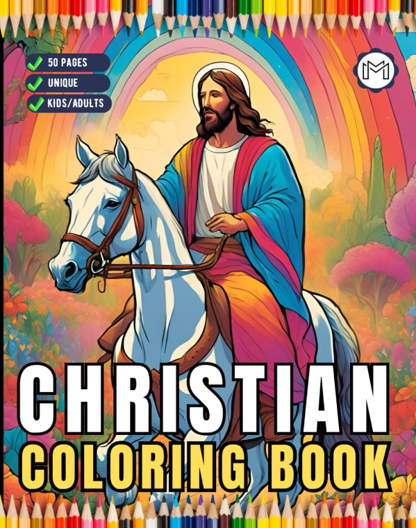 50 Pages Easy Jesus Coloring Book Gift for Adults Kids Children Boys Girls Teens Christian Religion Catholic Bible Stories Coloring Pages