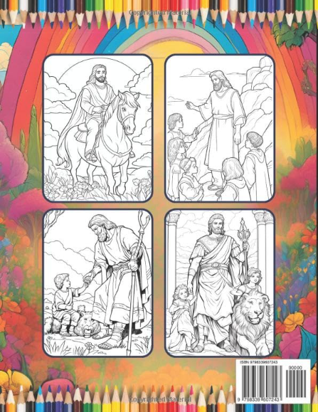 50 Pages Easy Jesus Coloring Book Gift for Adults Kids Children Boys Girls Teens Christian Religion Catholic Bible Stories Coloring Pages