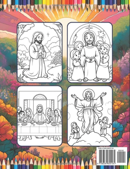 50 Pages Easy Jesus Coloring Book Gift for Adults Kids Children Boys Girls Teens Christian Religion Catholic Bible Stories Coloring Pages