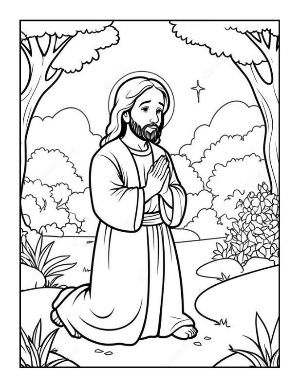 50 Pages Easy Jesus Coloring Book Gift for Adults Kids Children Boys Girls Teens Christian Religion Catholic Bible Stories Coloring Pages