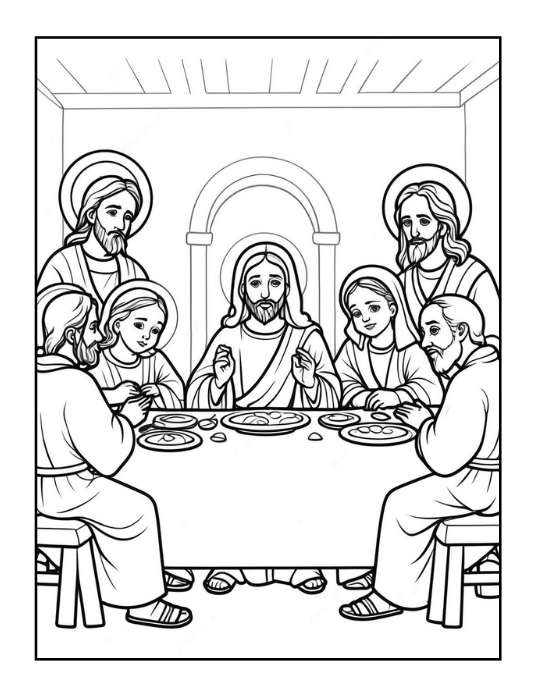 50 Pages Easy Jesus Coloring Book Gift for Adults Kids Children Boys Girls Teens Christian Religion Catholic Bible Stories Coloring Pages