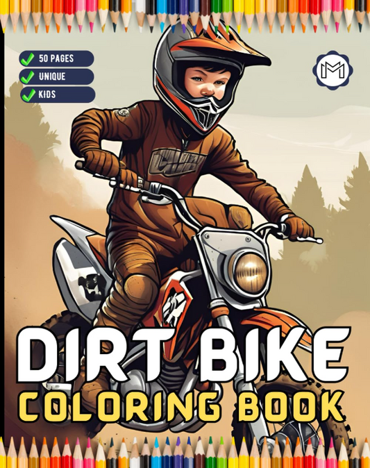 50 Pages Dirt Bike Motorcycle Coloring Book Gift for Adults Men Women Kids Motorbike Coloring Sheets Boys Girls Teens Biker Activity Book