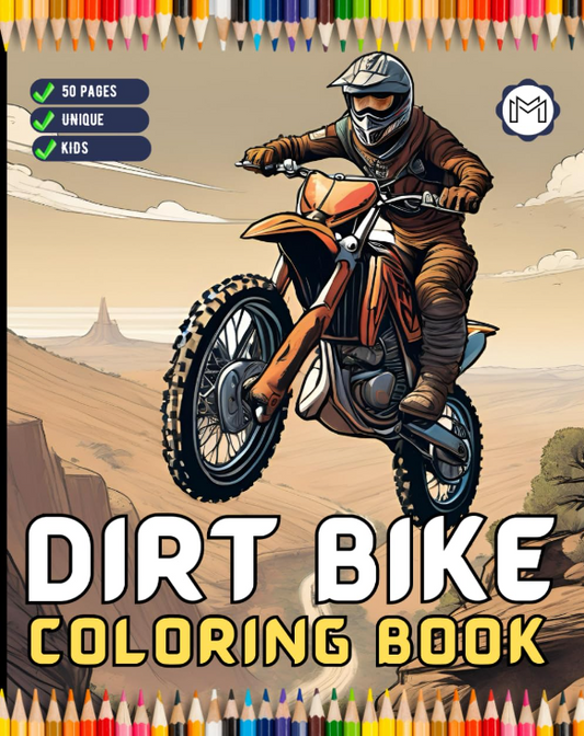 50 Pages Dirt Bike Motorcycle Coloring Book Gift for Adults Men Women Kids Motorbike Coloring Sheets Boys Girls Teens Biker Activity Book