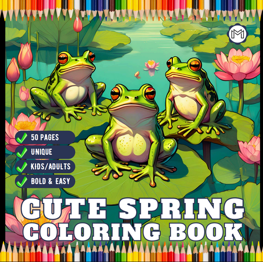 Cute Spring Coloring Book Gift for Adults Men Women Kids Young Boys Girls Teens Youth Bold and Easy Spring Coloring Sheets