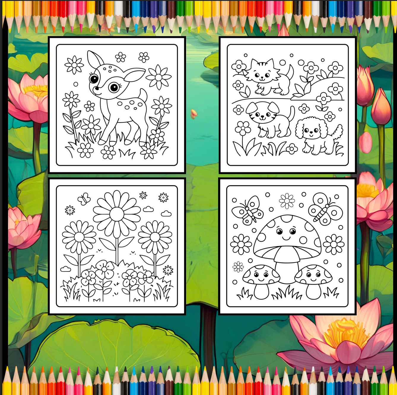 Cute Spring Coloring Book Gift for Adults Men Women Kids Young Boys Girls Teens Youth Bold and Easy Spring Coloring Sheets