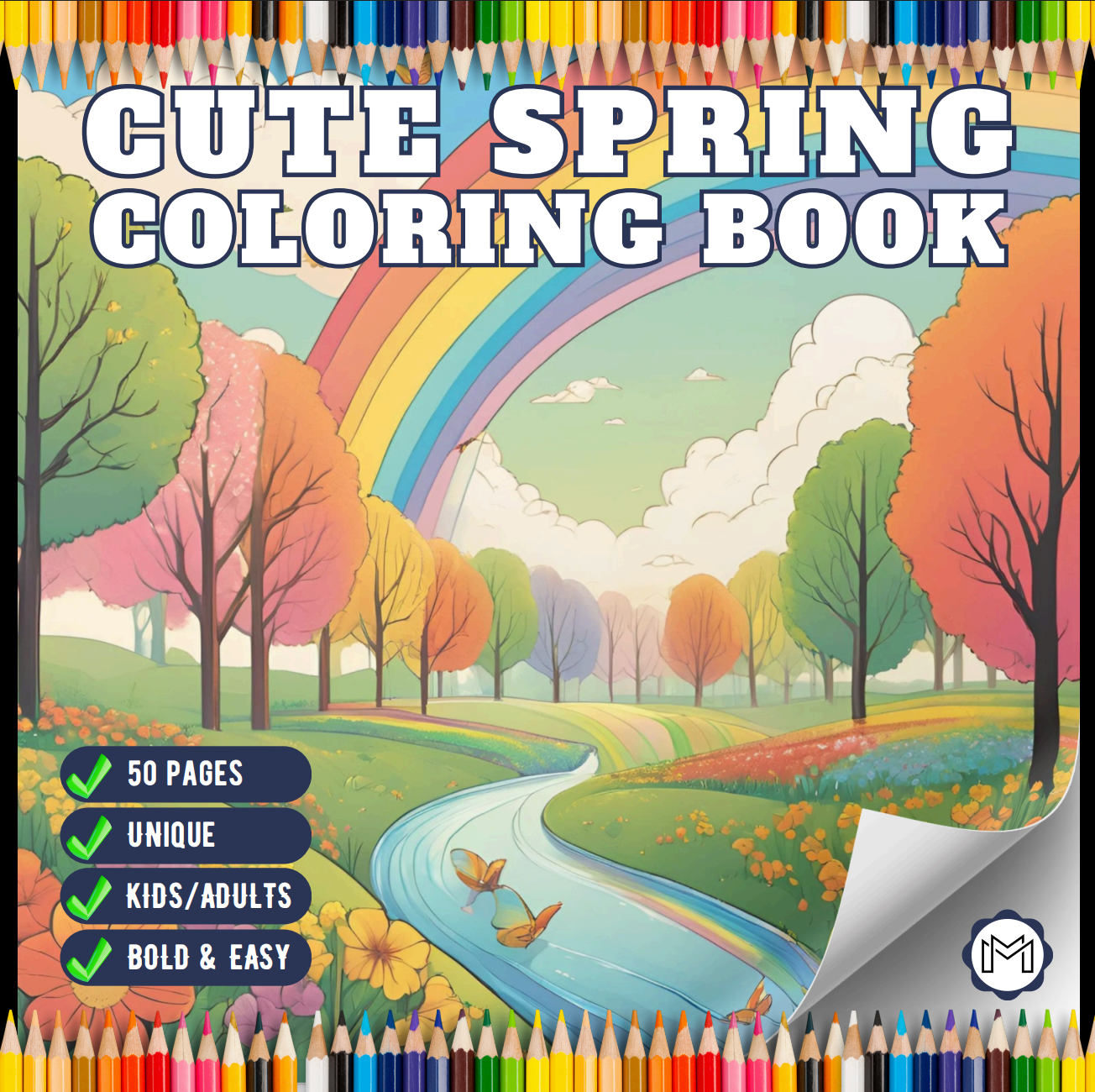 Cute Spring Coloring Book Gift for Adults Men Women Kids Young Boys Girls Teens Youth Bold and Easy Spring Coloring Sheets