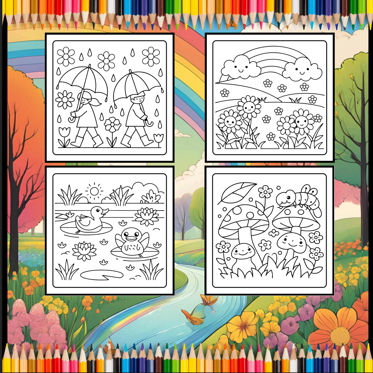 Cute Spring Coloring Book Gift for Adults Men Women Kids Young Boys Girls Teens Youth Bold and Easy Spring Coloring Sheets
