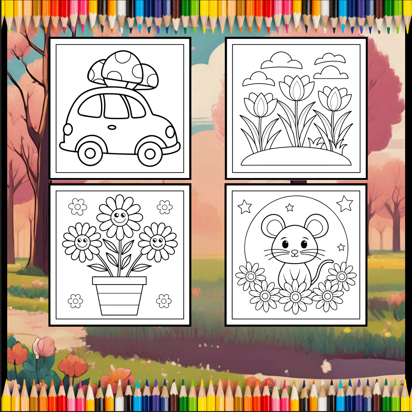 Cute Spring Coloring Book Gift for Adults Kids Young Boys Girls Bold and Easy Spring Coloring Sheets Stress Relief Relaxation Coloring Pages