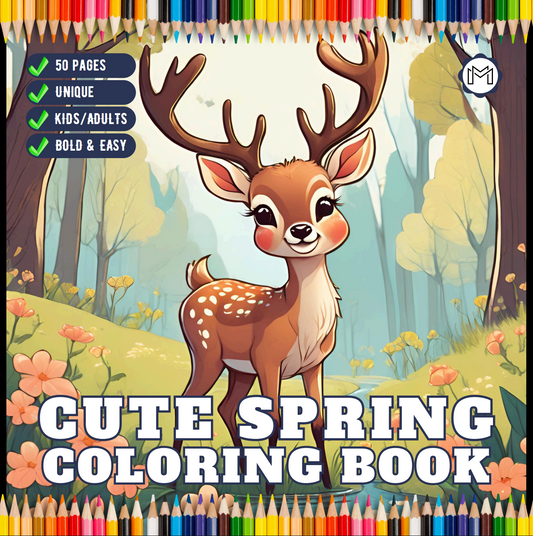 Cute Spring Coloring Book Gift for Adults Kids Young Boys Girls Bold and Easy Spring Coloring Sheets Stress Relief Relaxation Coloring Pages