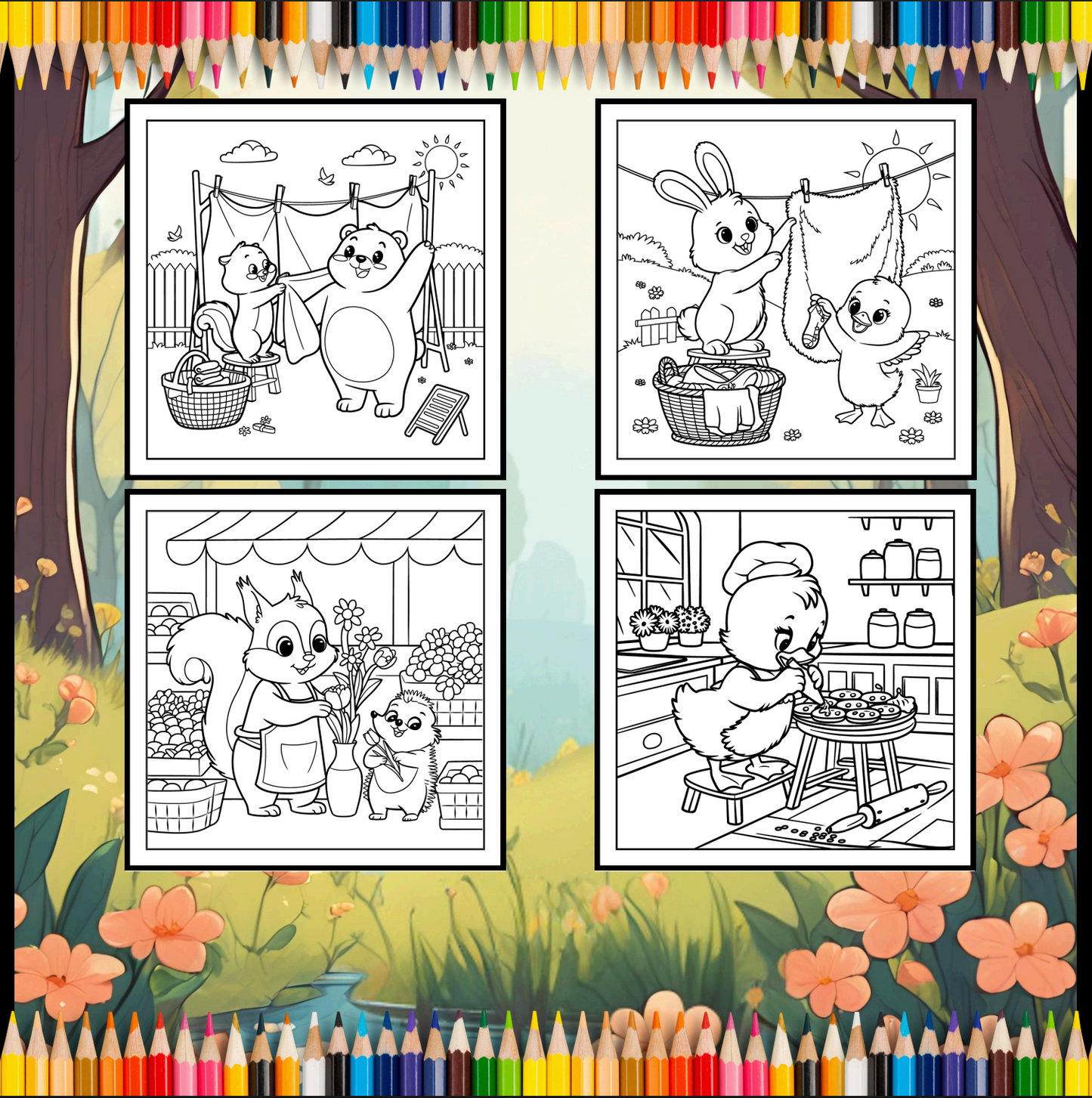Cute Spring Coloring Book Gift for Adults Kids Young Boys Girls Bold and Easy Spring Coloring Sheets Stress Relief Relaxation Coloring Pages
