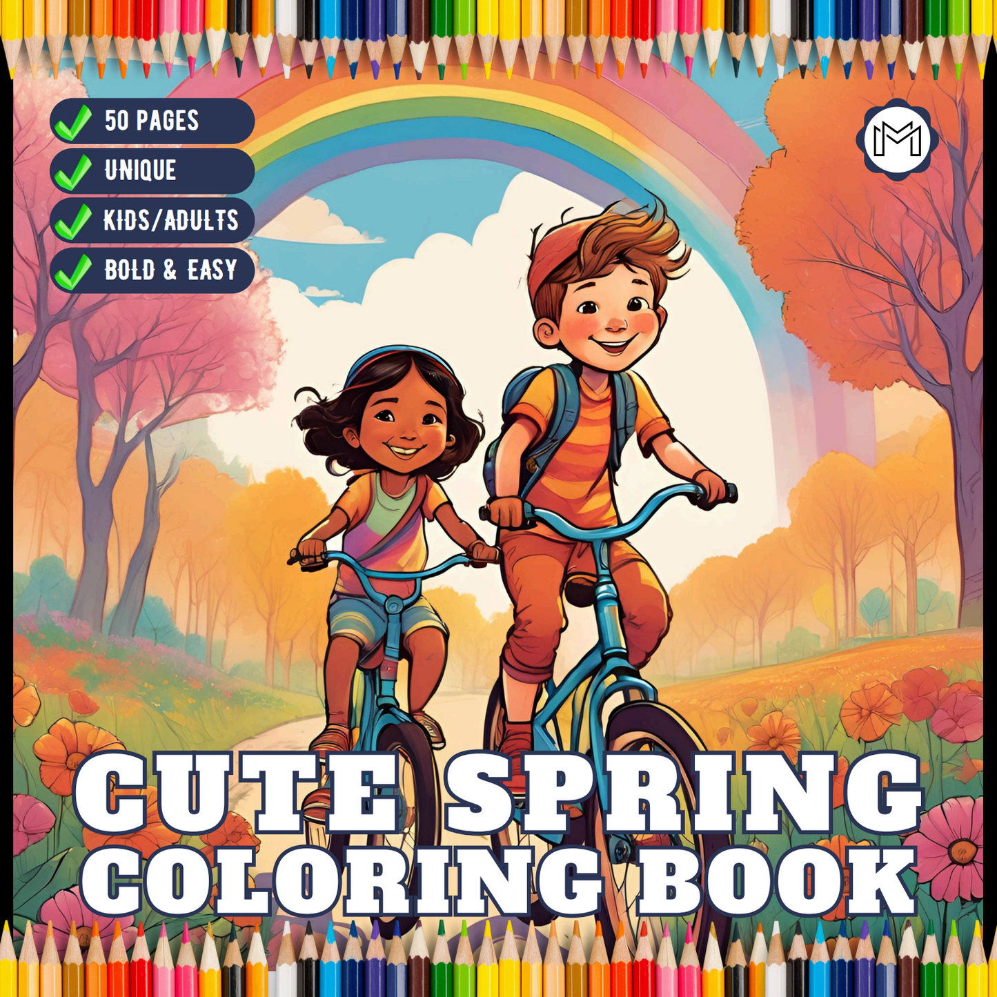 Cute Spring Coloring Book Gift for Adults Kids Young Boys Girls Bold and Easy Spring Coloring Sheets Stress Relief Relaxation Coloring Pages