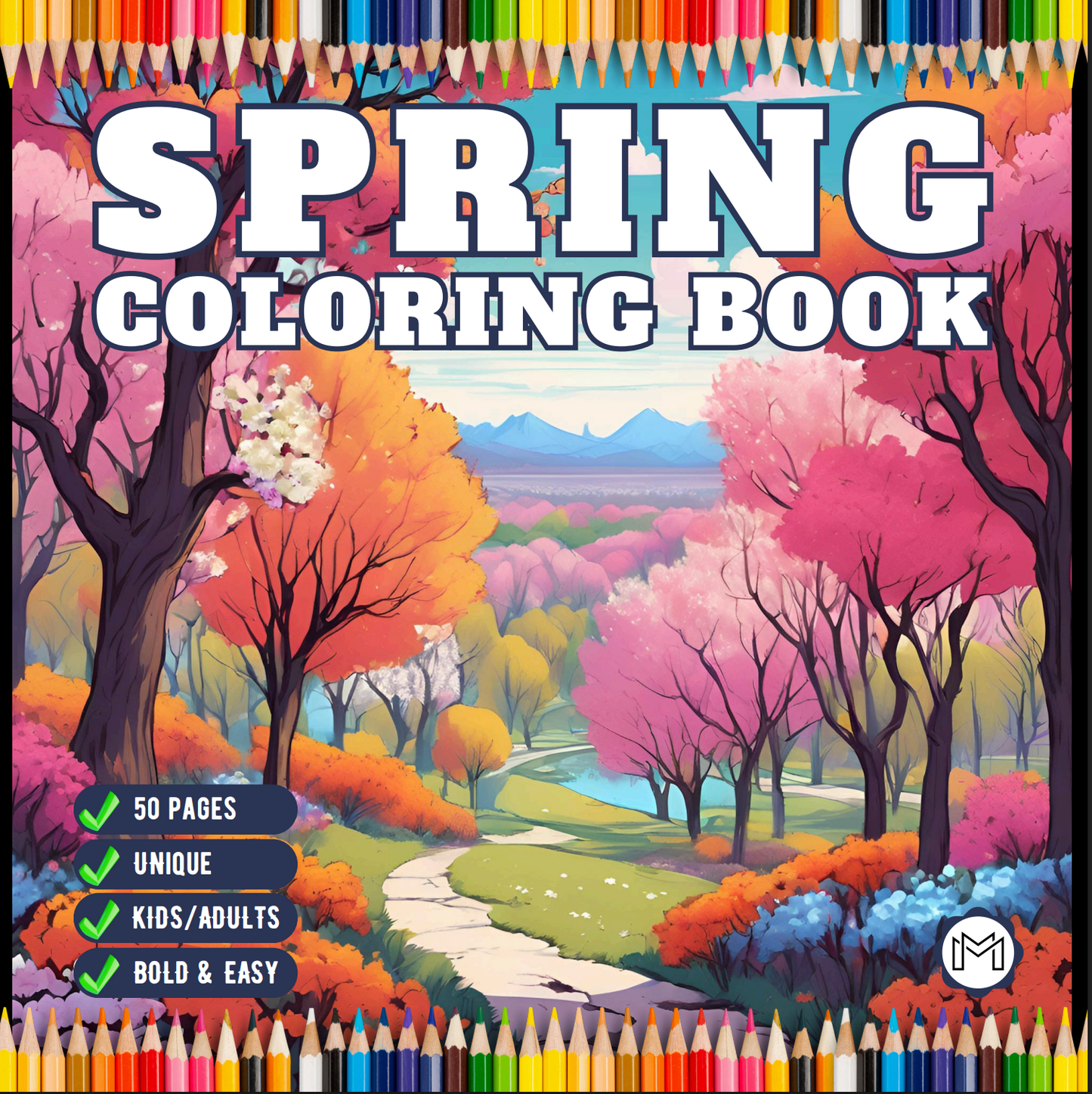 Cute Spring Coloring Book Gift for Adults Kids Young Boys Girls Bold and Easy Spring Coloring Sheets Stress Relief Relaxation Coloring Pages
