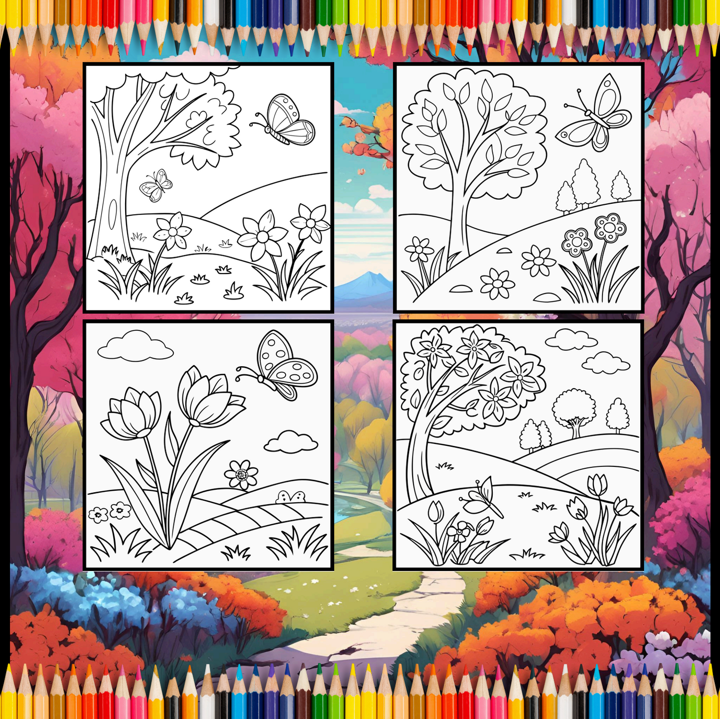 Cute Spring Coloring Book Gift for Adults Kids Young Boys Girls Bold and Easy Spring Coloring Sheets Stress Relief Relaxation Coloring Pages