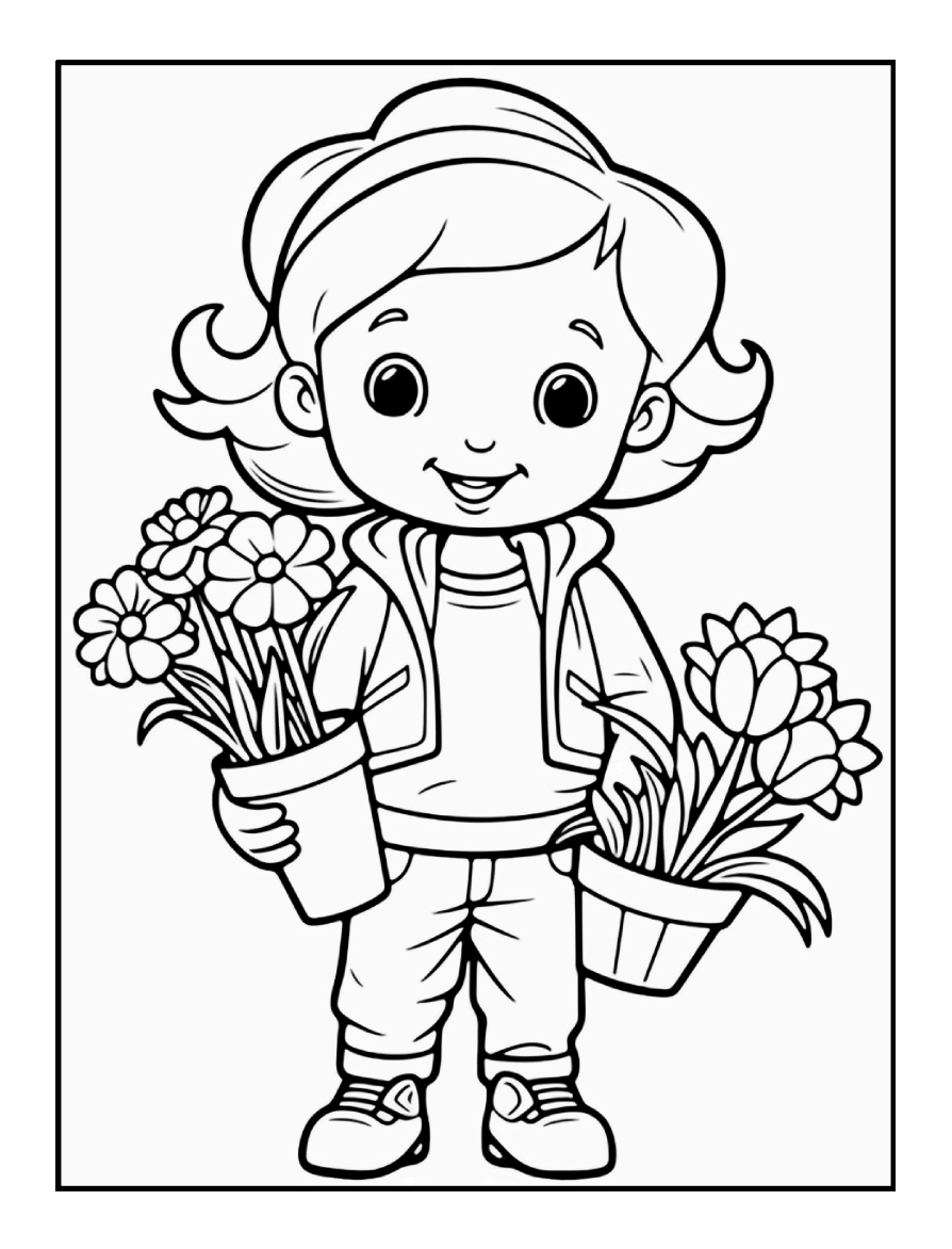 Cute Spring Coloring Book Gift for Adults Kids Young Boys Girls Bold and Easy Spring Coloring Sheets Stress Relief Relaxation Coloring Pages