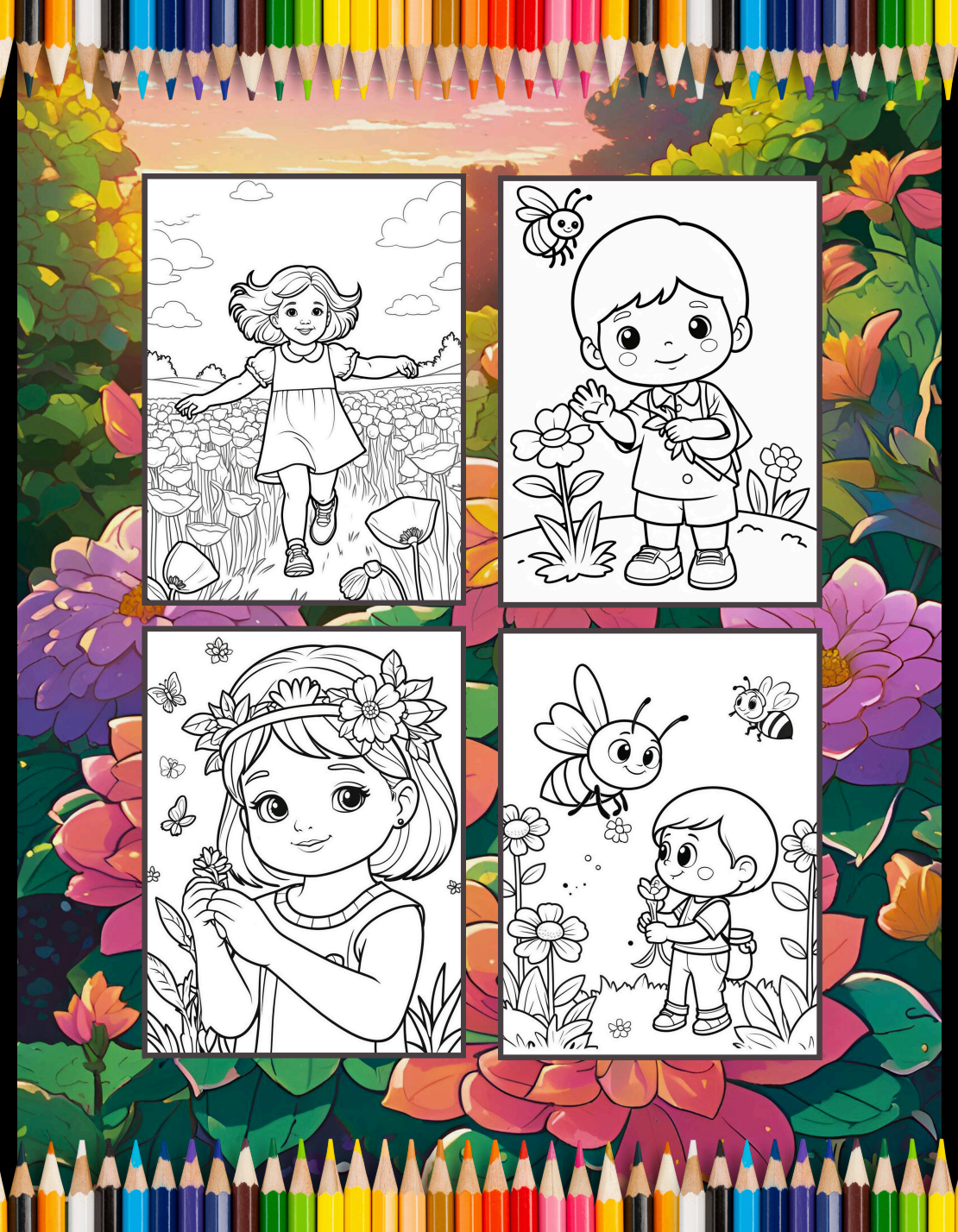 Cute Spring Coloring Book Gift for Adults Kids Young Boys Girls Bold and Easy Spring Coloring Sheets Stress Relief Relaxation Coloring Pages