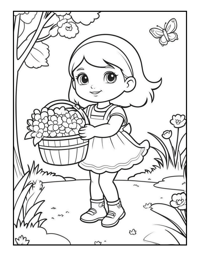 Cute Spring Coloring Book Gift for Adults Kids Young Boys Girls Bold and Easy Spring Coloring Sheets Stress Relief Relaxation Coloring Pages