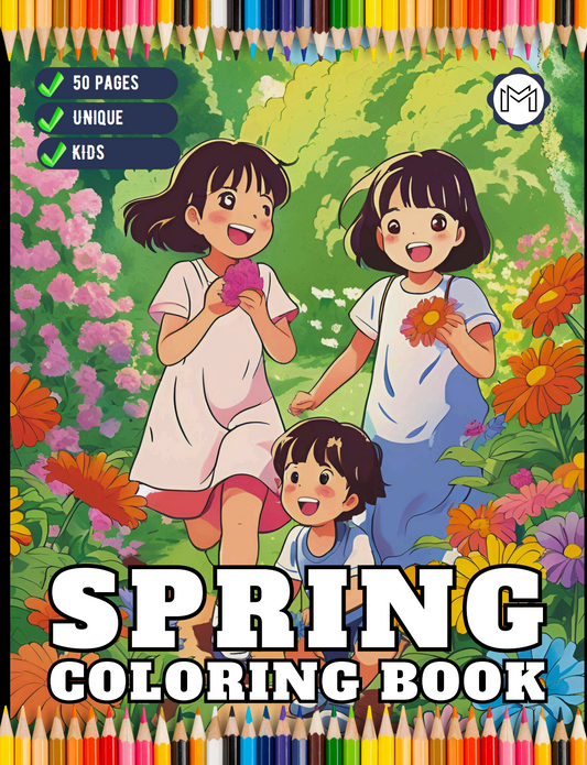 Cute Spring Coloring Book Gift for Adults Kids Young Boys Girls Bold and Easy Spring Coloring Sheets Stress Relief Relaxation Coloring Pages