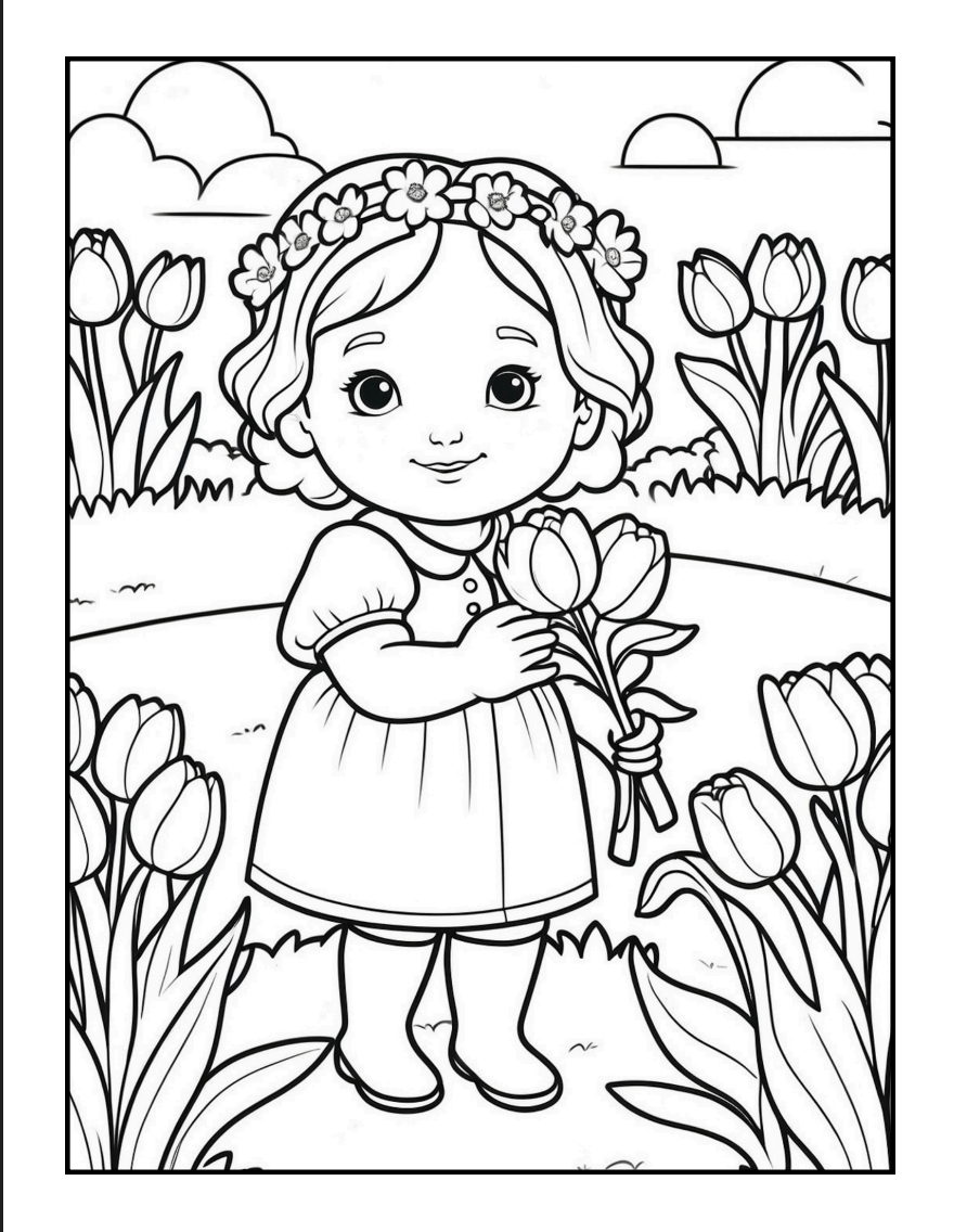 Cute Spring Coloring Book Gift for Adults Kids Young Boys Girls Bold and Easy Spring Coloring Sheets Stress Relief Relaxation Coloring Pages