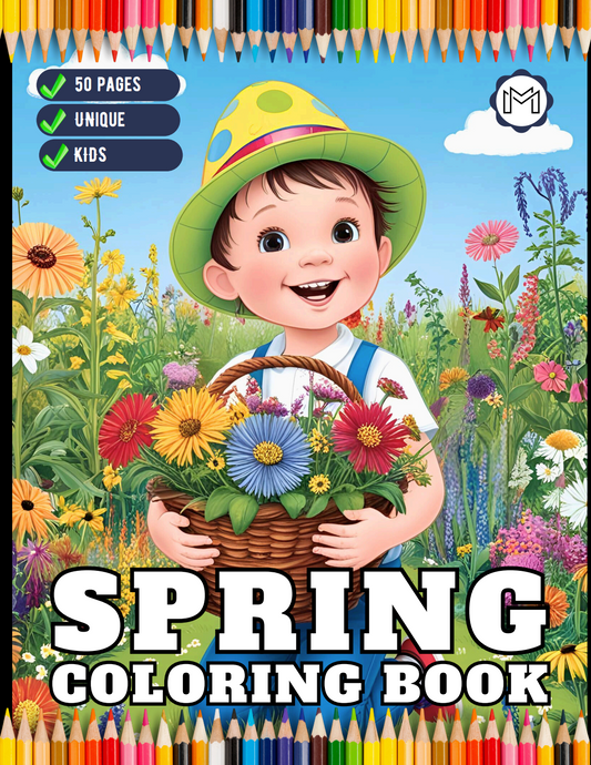 Cute Spring Coloring Book Gift for Adults Kids Young Boys Girls Bold and Easy Spring Coloring Sheets Stress Relief Relaxation Coloring Pages
