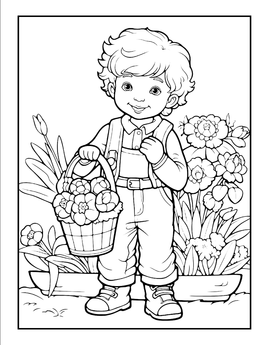 Cute Spring Coloring Book Gift for Adults Kids Young Boys Girls Bold and Easy Spring Coloring Sheets Stress Relief Relaxation Coloring Pages