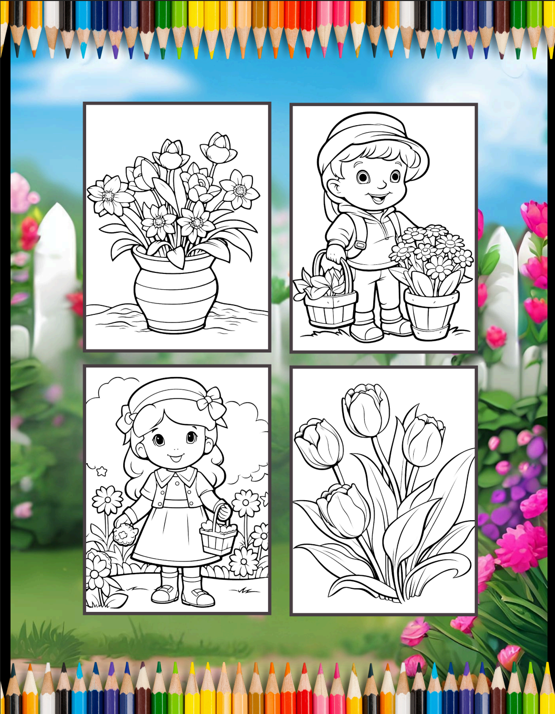 Cute Spring Coloring Book Gift for Adults Kids Young Boys Girls Bold and Easy Spring Coloring Sheets Stress Relief Relaxation Coloring Pages