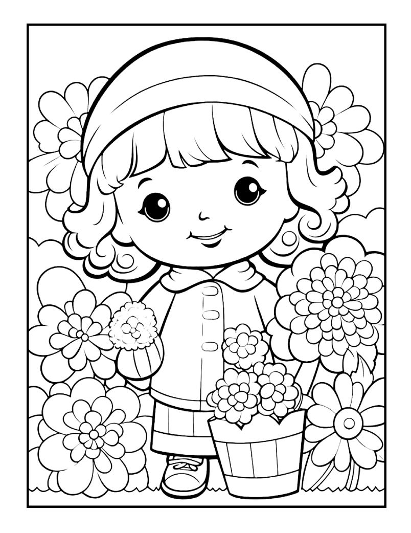 Cute Spring Coloring Book Gift for Adults Kids Young Boys Girls Bold and Easy Spring Coloring Sheets Stress Relief Relaxation Coloring Pages
