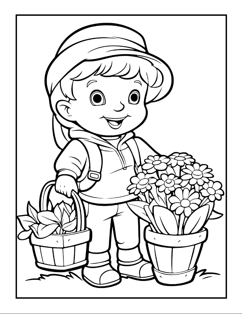 Cute Spring Coloring Book Gift for Adults Kids Young Boys Girls Bold and Easy Spring Coloring Sheets Stress Relief Relaxation Coloring Pages