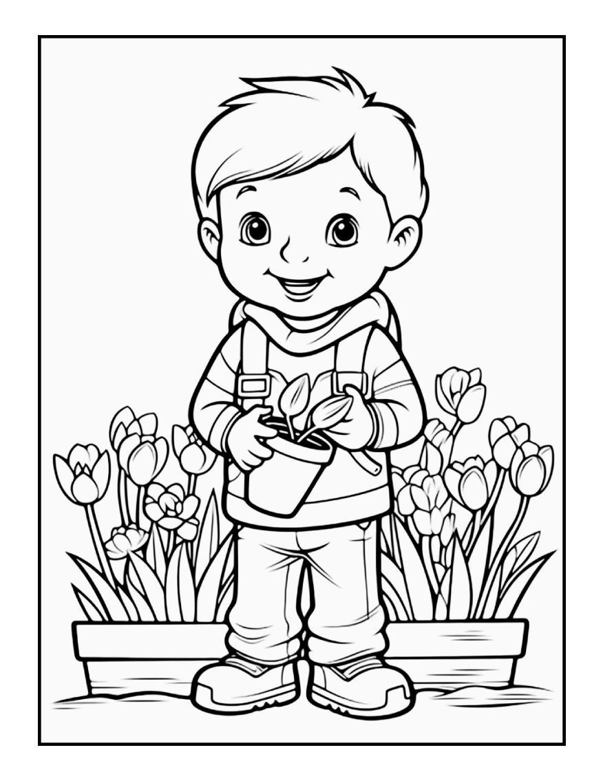 Cute Spring Coloring Book Gift for Adults Kids Young Boys Girls Bold and Easy Spring Coloring Sheets Stress Relief Relaxation Coloring Pages