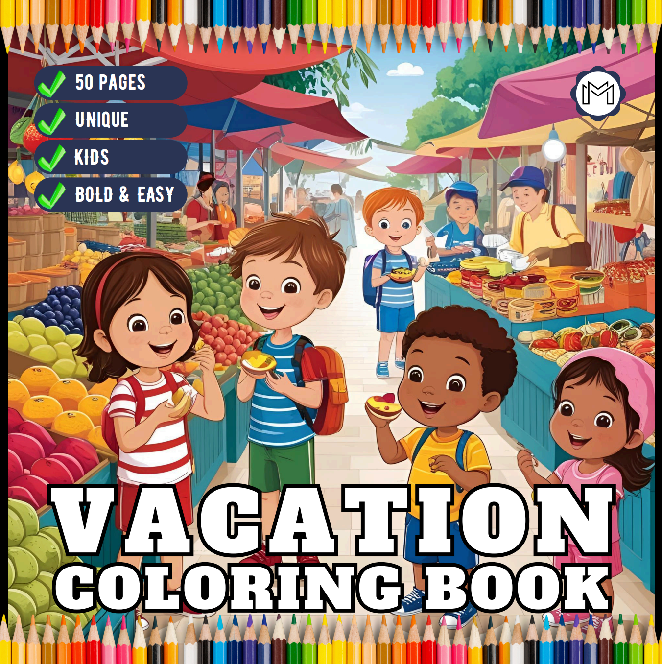 Bold and Easy Vacation Travel Coloring Book for Kids Young Girls Boys Travel Vacation Coloring Sheets for Travel Lover Children and Students