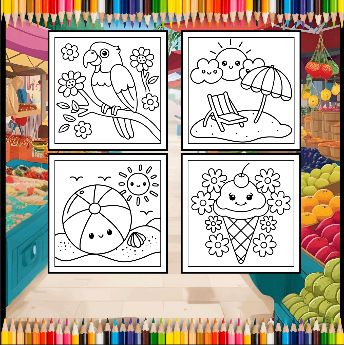 Bold and Easy Vacation Travel Coloring Book for Kids Young Girls Boys Travel Vacation Coloring Sheets for Travel Lover Children and Students