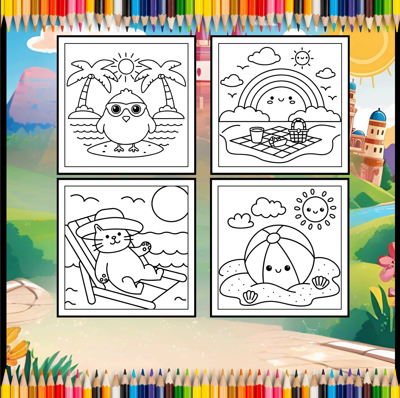 Bold and Easy Vacation Travel Coloring Book for Kids Young Girls Boys Travel Vacation Coloring Sheets for Travel Lover Children and Students