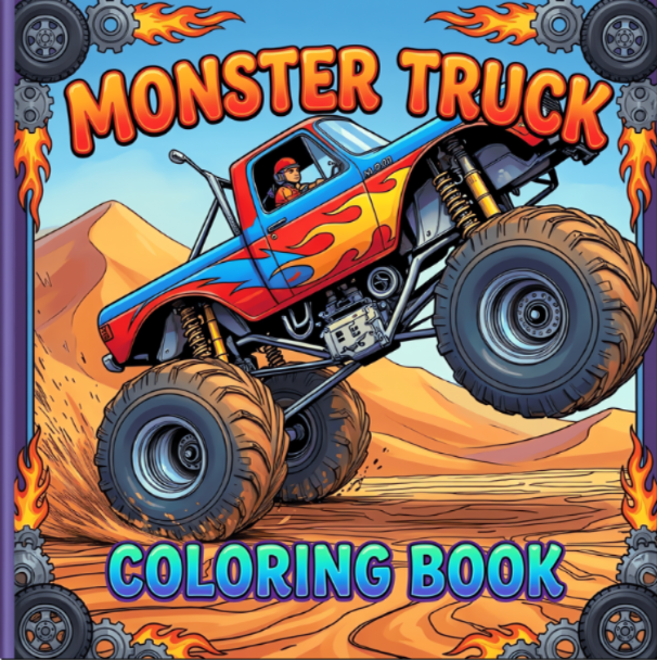 Monster Truck Coloring Book for Kids Adults: Easy Monster Truck Coloring Book Pages for Toddlers Boys Girls Adults