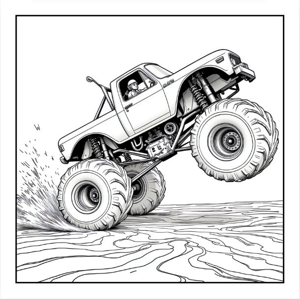 Monster Truck Coloring Book for Kids Adults: Easy Monster Truck Coloring Book Pages for Toddlers Boys Girls Adults