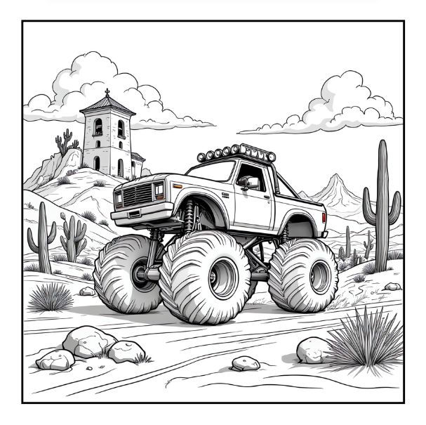 Monster Truck Coloring Book for Kids Adults: Easy Monster Truck Coloring Book Pages for Toddlers Boys Girls Adults
