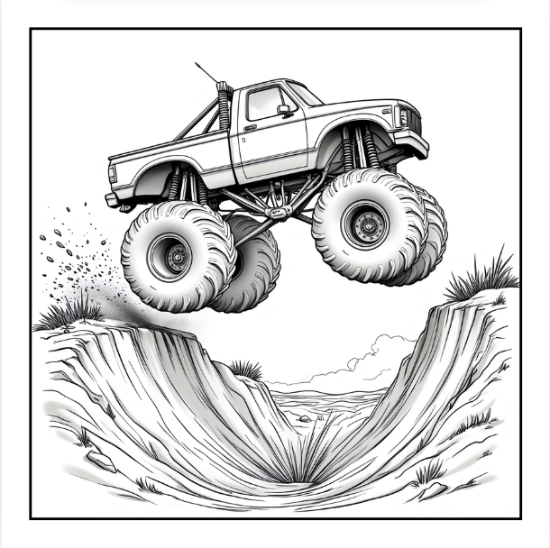 Monster Truck Coloring Book for Kids Adults: Easy Monster Truck Coloring Book Pages for Toddlers Boys Girls Adults