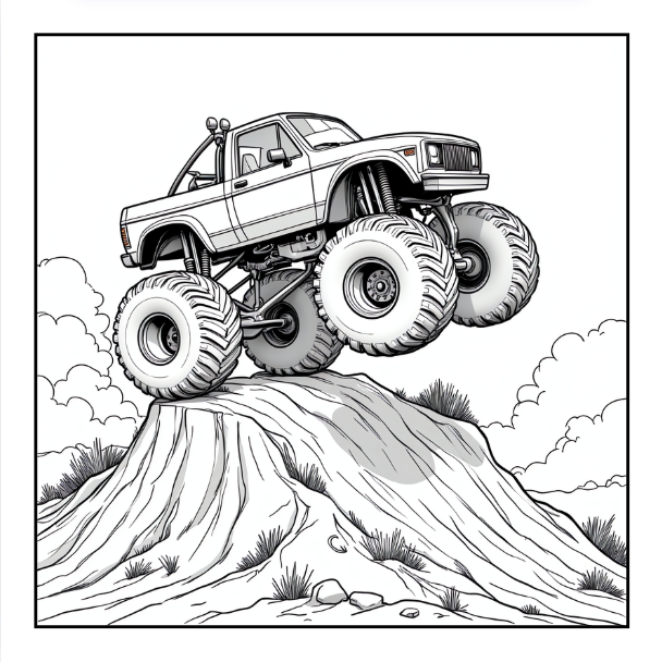 Monster Truck Coloring Book for Kids Adults: Easy Monster Truck Coloring Book Pages for Toddlers Boys Girls Adults