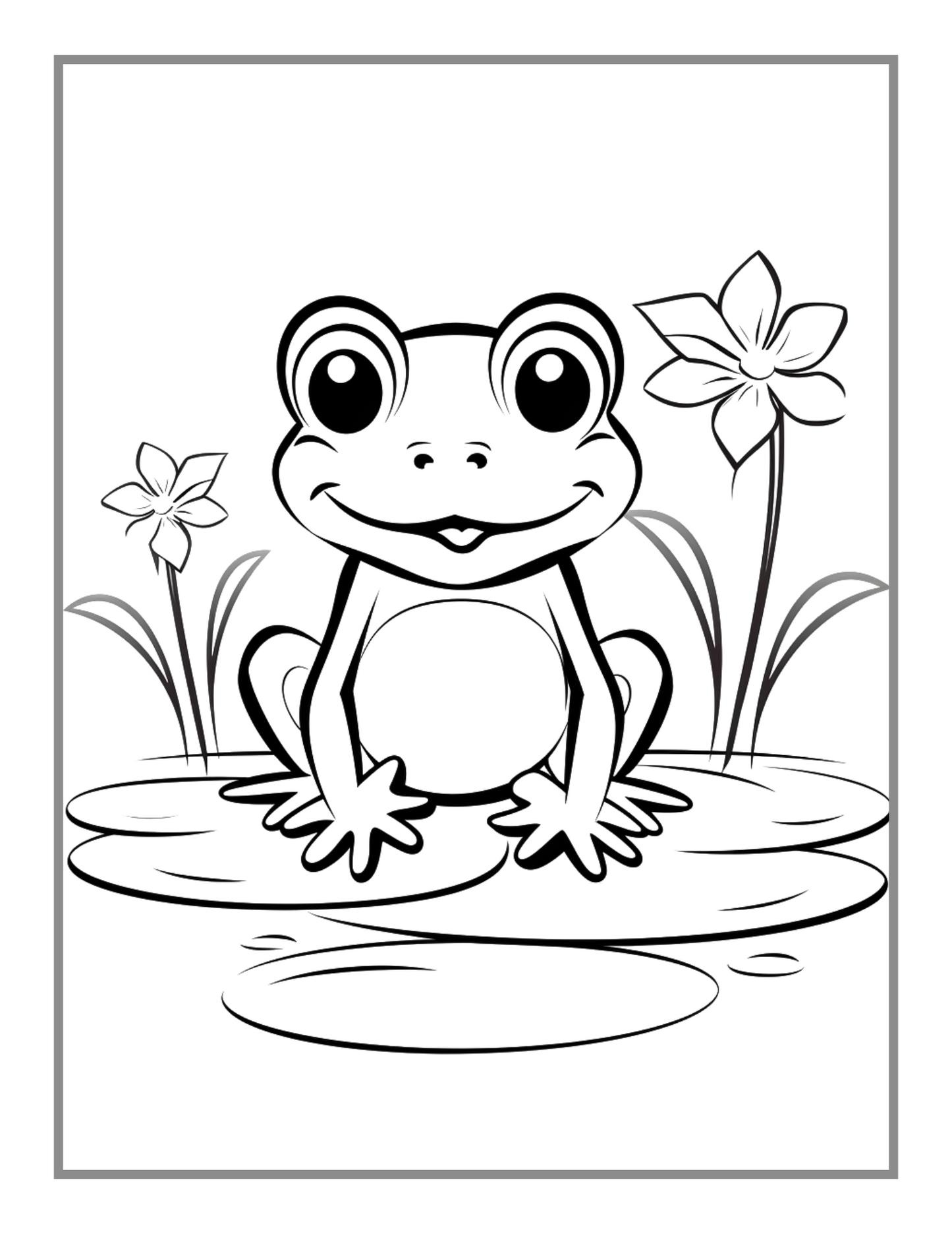 50 Pages Cute Frog Toad Coloring Book Gift for Adults Kids Men Women Boys Girls Teens Frog Toad Coloring Sheets for Children Students