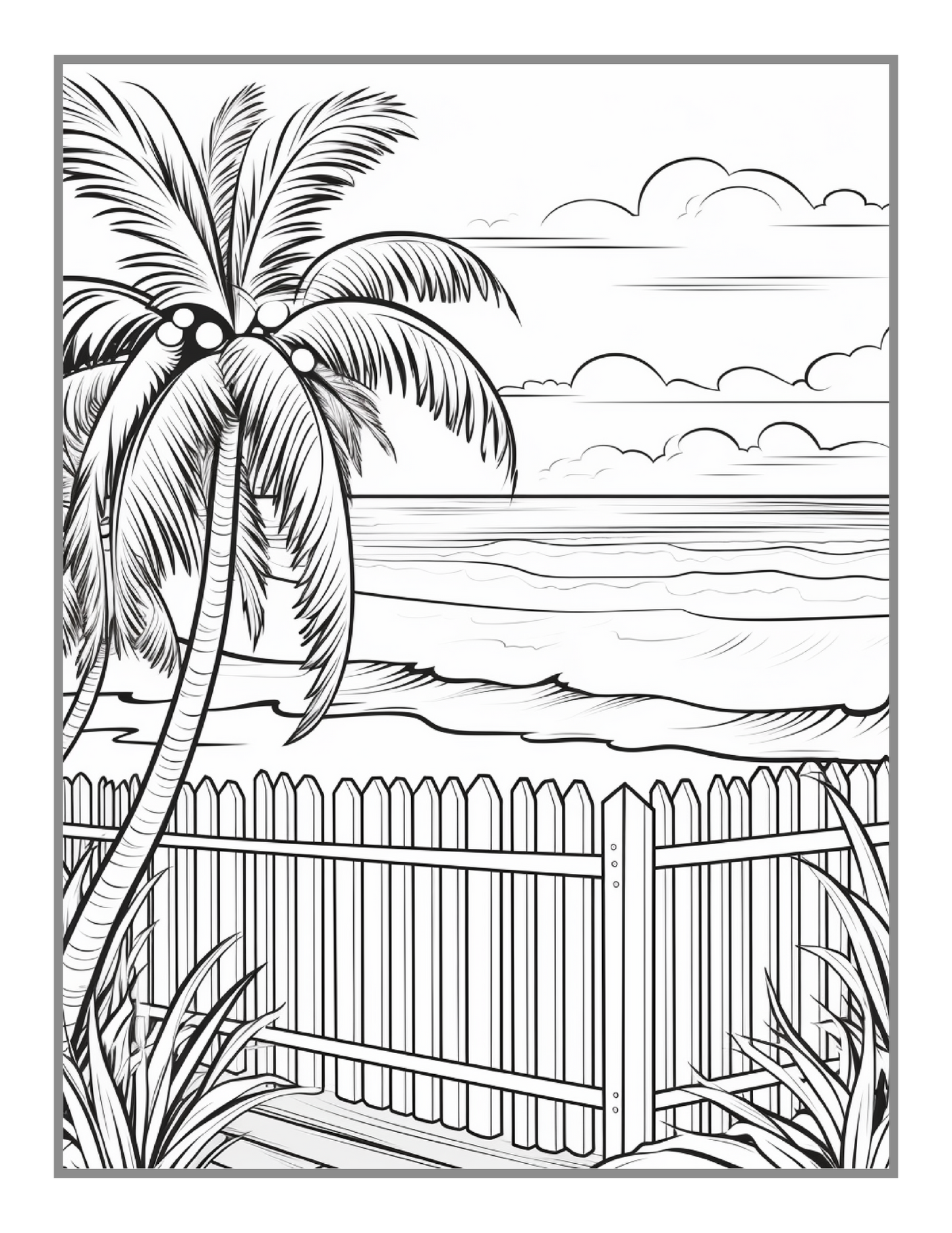 Vacation Beach Theme Relaxation Coloring Book 50 Pages Tropical Beach Homes Coloring Book Birthday Holiday Gift for Adults Men Women Kids Boys Girls