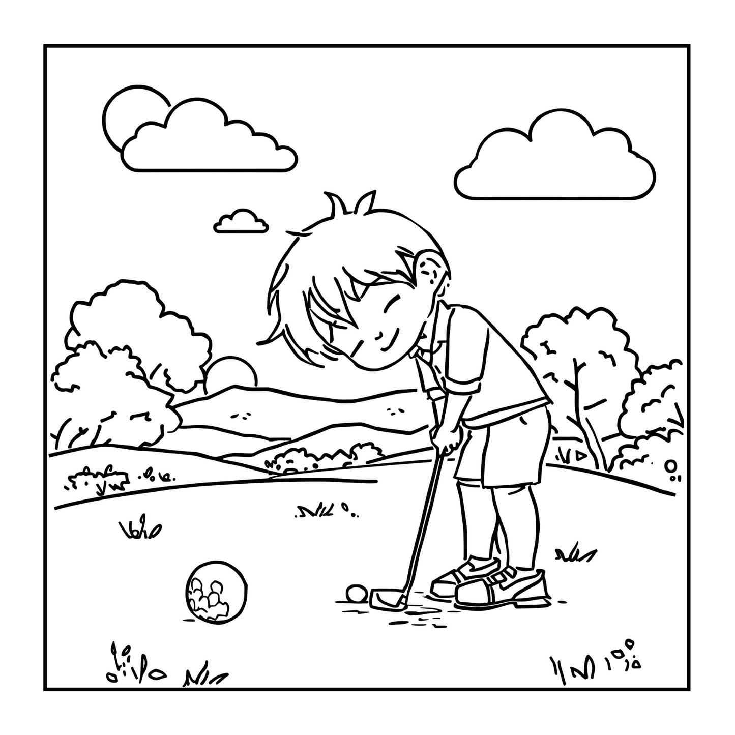 Golf Player Golfer Coloring Book for Adults Men Women Kids Boys Girls Teens Youth Single Sided Golfing Coloring Activity Book for Children