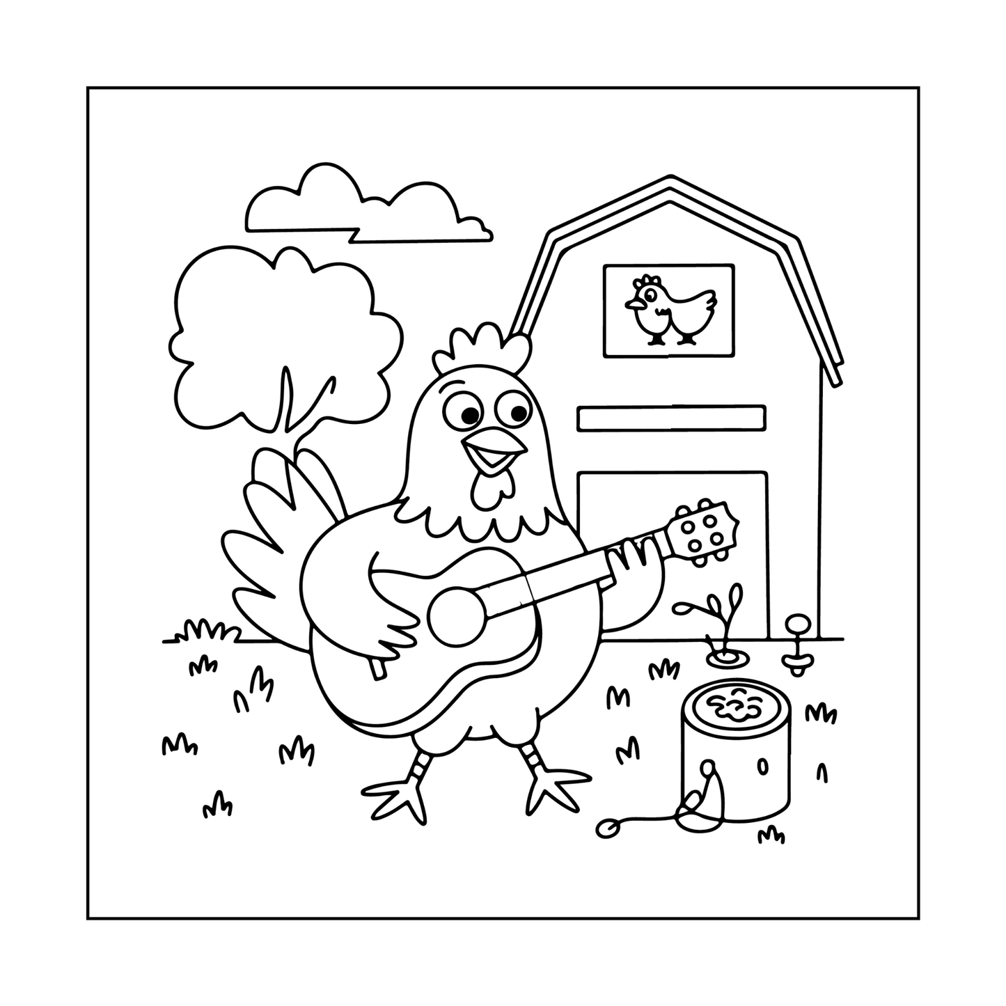 Cute Funny Chicken Coloring Book Gift for Adults Kids Boys Girls Teens Bold and Easy Chicken Bird Coloring Sheets for Children Relaxation