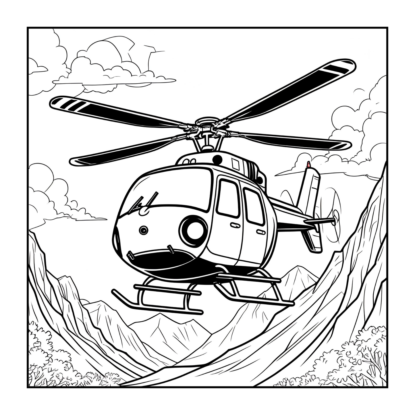 Helicopter Coloring Book Gift for Adults Kids Boys Girls Teens Bold and Easy 50 Pages Single Sided Coloring Activity Book for Children