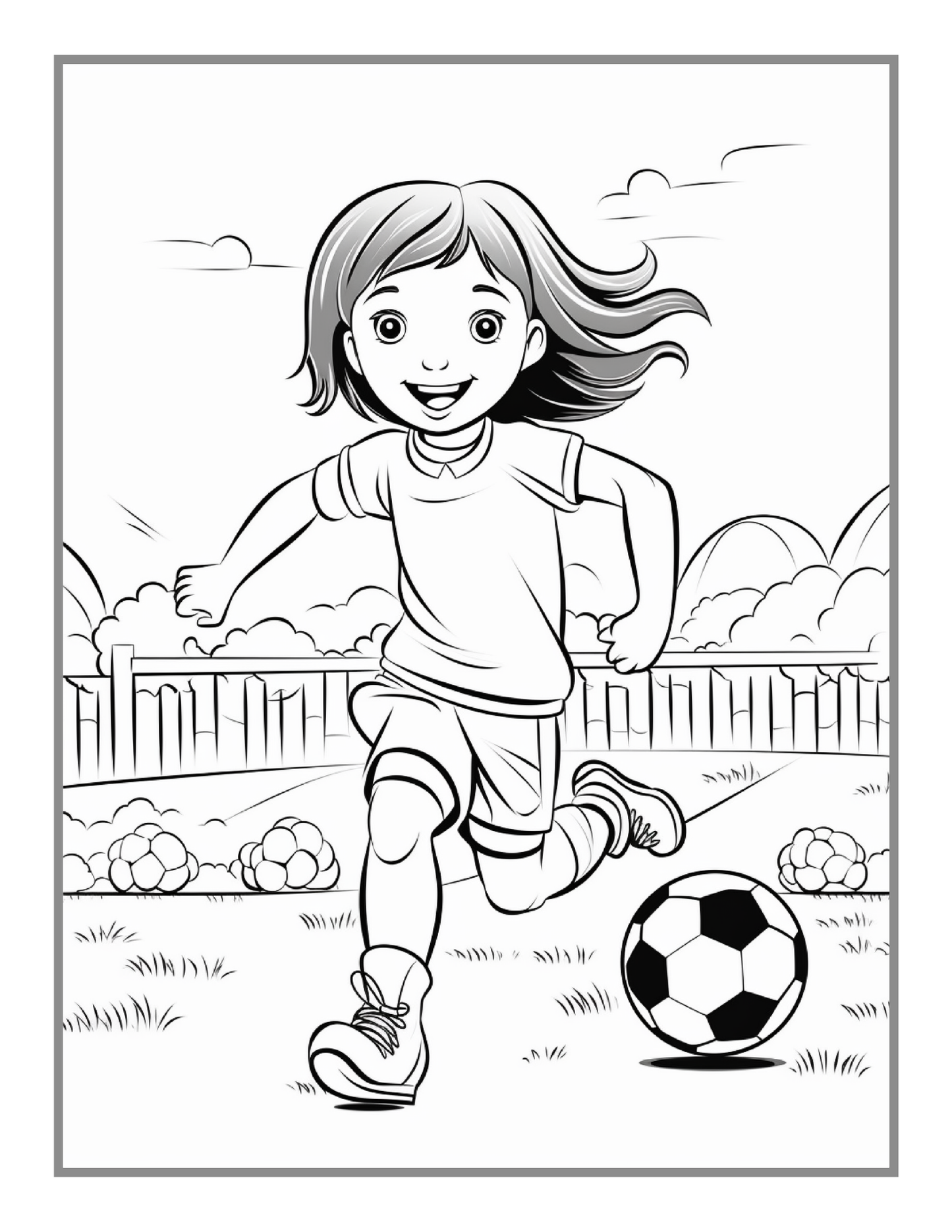 50 Pages Soccer Football Player Coloring Book Holiday Birthday Gift for Adults Kids Women Girls Teens Youth Easy Bold Soccer Coloring Book