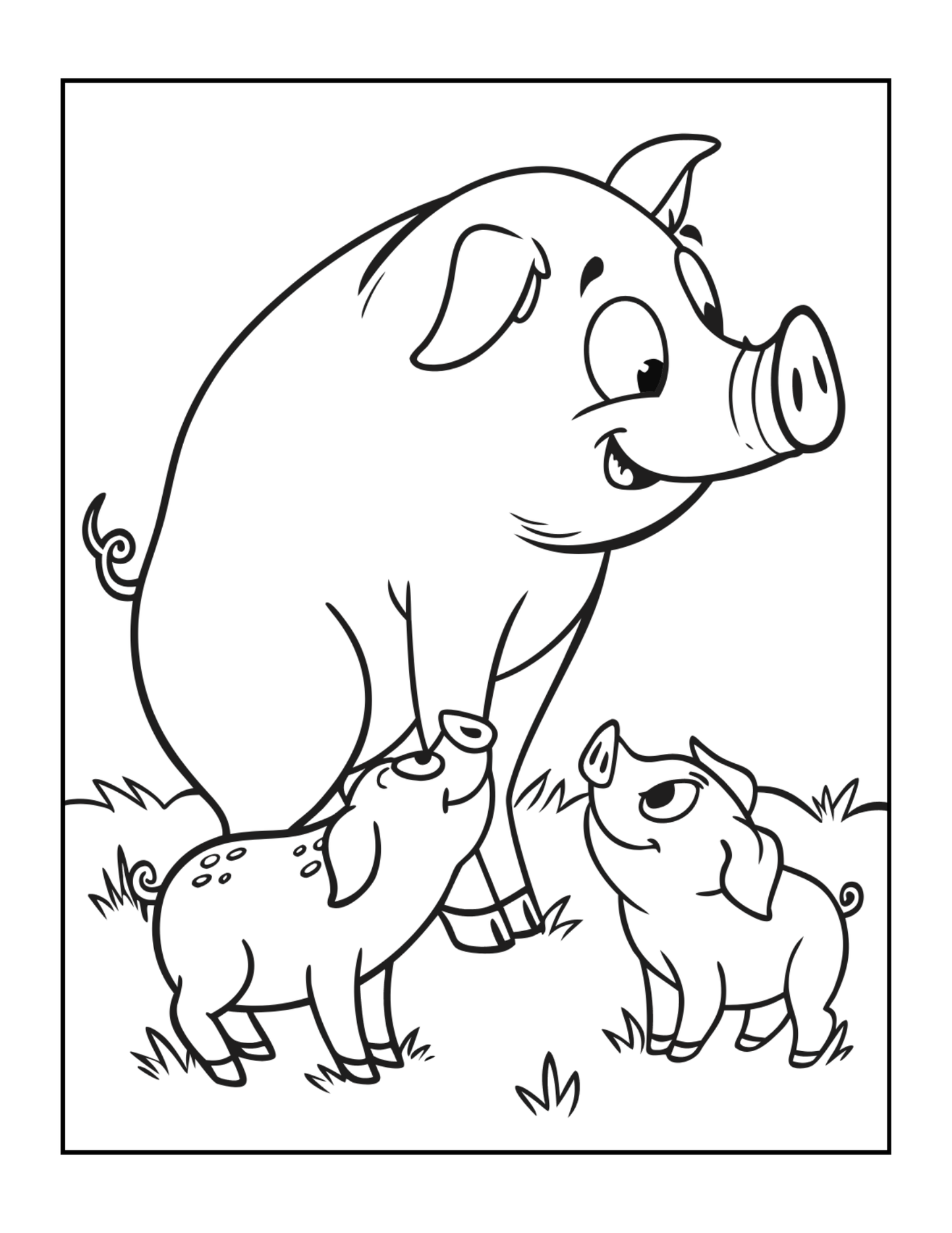 50 Pages Single Sided Cute Pig Coloring Book Gift for Adults Men Women Kids Young Boys Girls Teens Cool Piggy Coloring Activity Book
