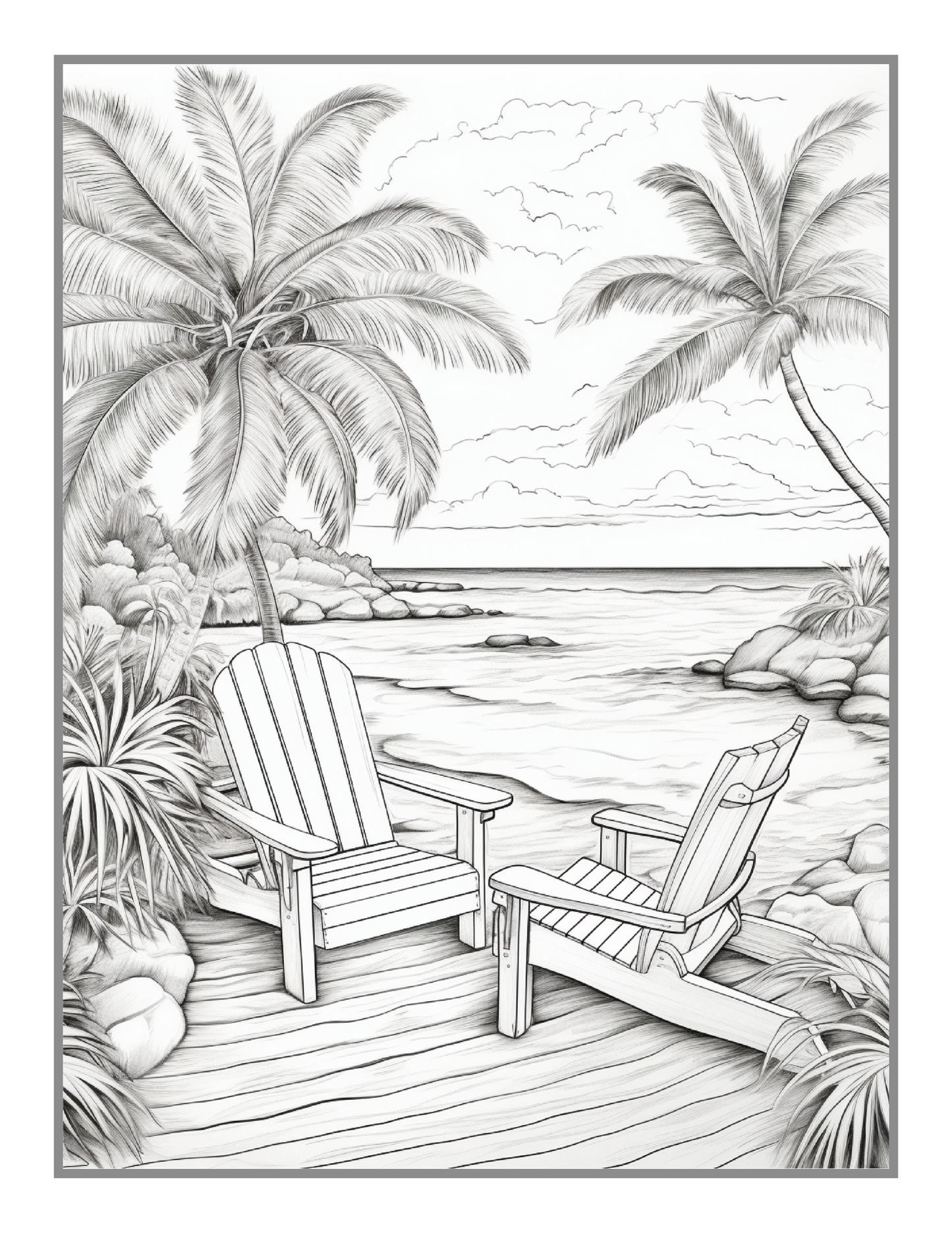 50 Pages Tropical Beach Homes Coloring Book Birthday Holiday Gift for Adults Men Women Kids Boys Girls Teens Beach Life Coloring Activity