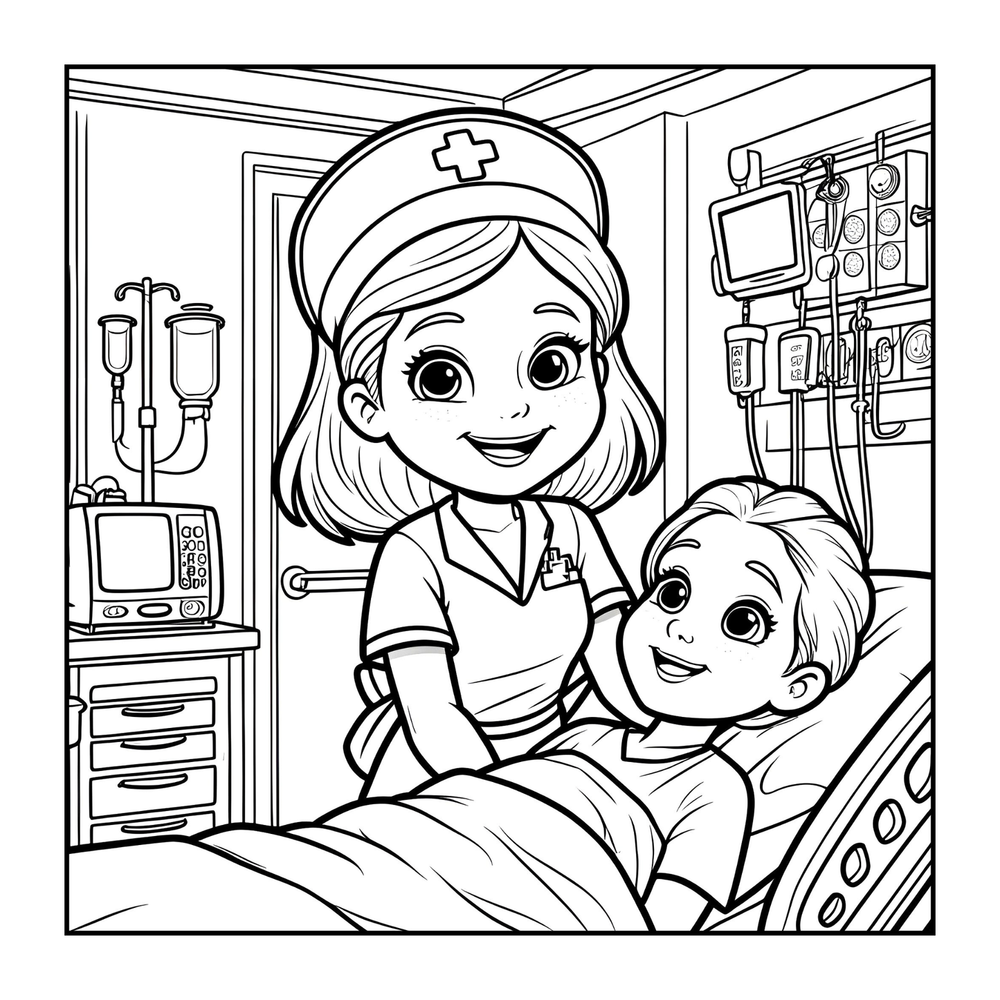 Nurse Coloring Book Gift for Adults Men Women Kids Young Boys Girls Teens 50 Pages Single Sided Hospital Nurse Coloring Activity Book