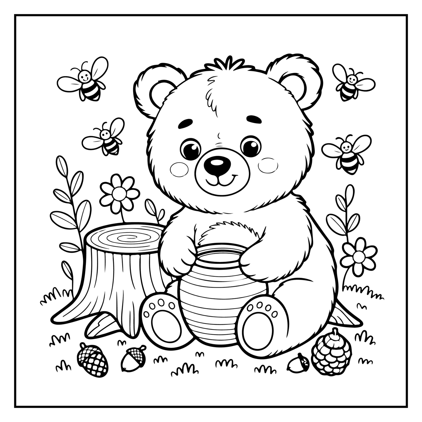 Cute Brown Bear Coloring Book Gift for Adults Kids Men Women Young Boys Girls Teens Cool Cozy Teddy Bear Coloring Activity Book for Children