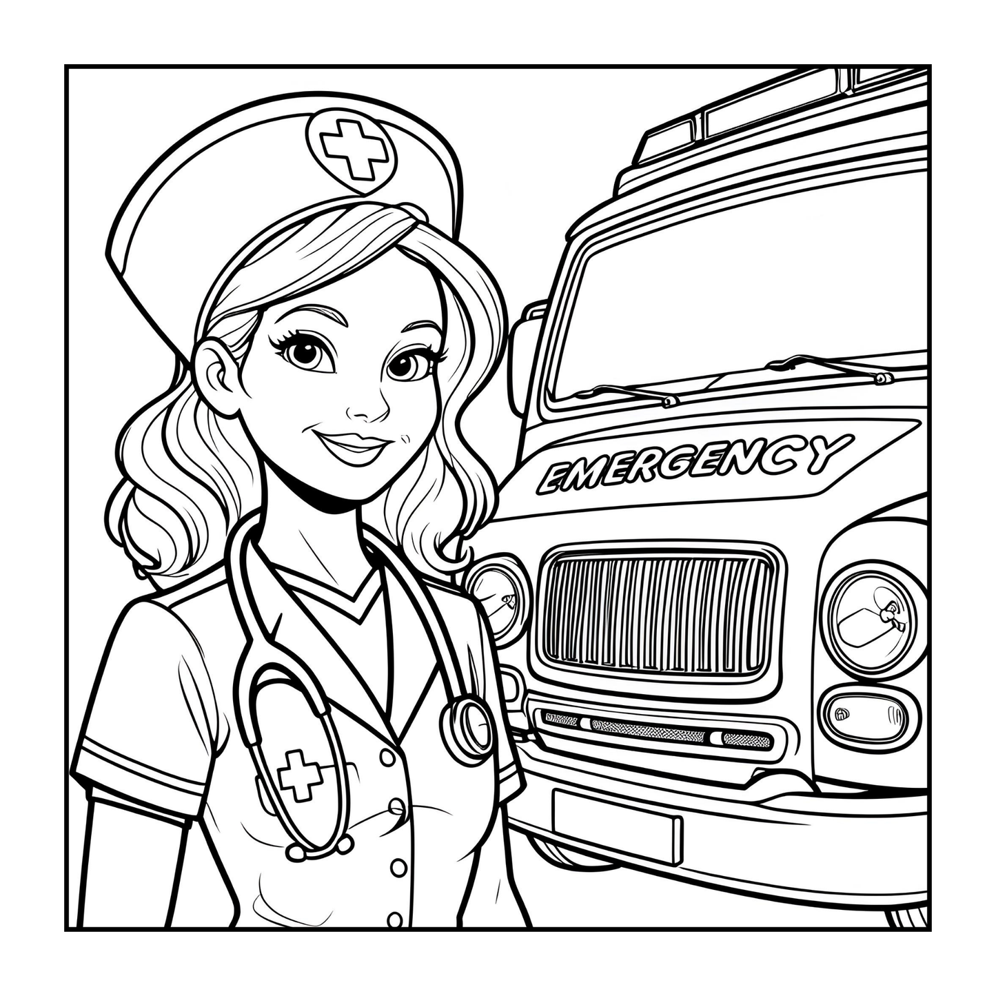 Nurse Coloring Book Gift for Adults Men Women Kids Young Boys Girls Teens 50 Pages Single Sided Hospital Nurse Coloring Activity Book