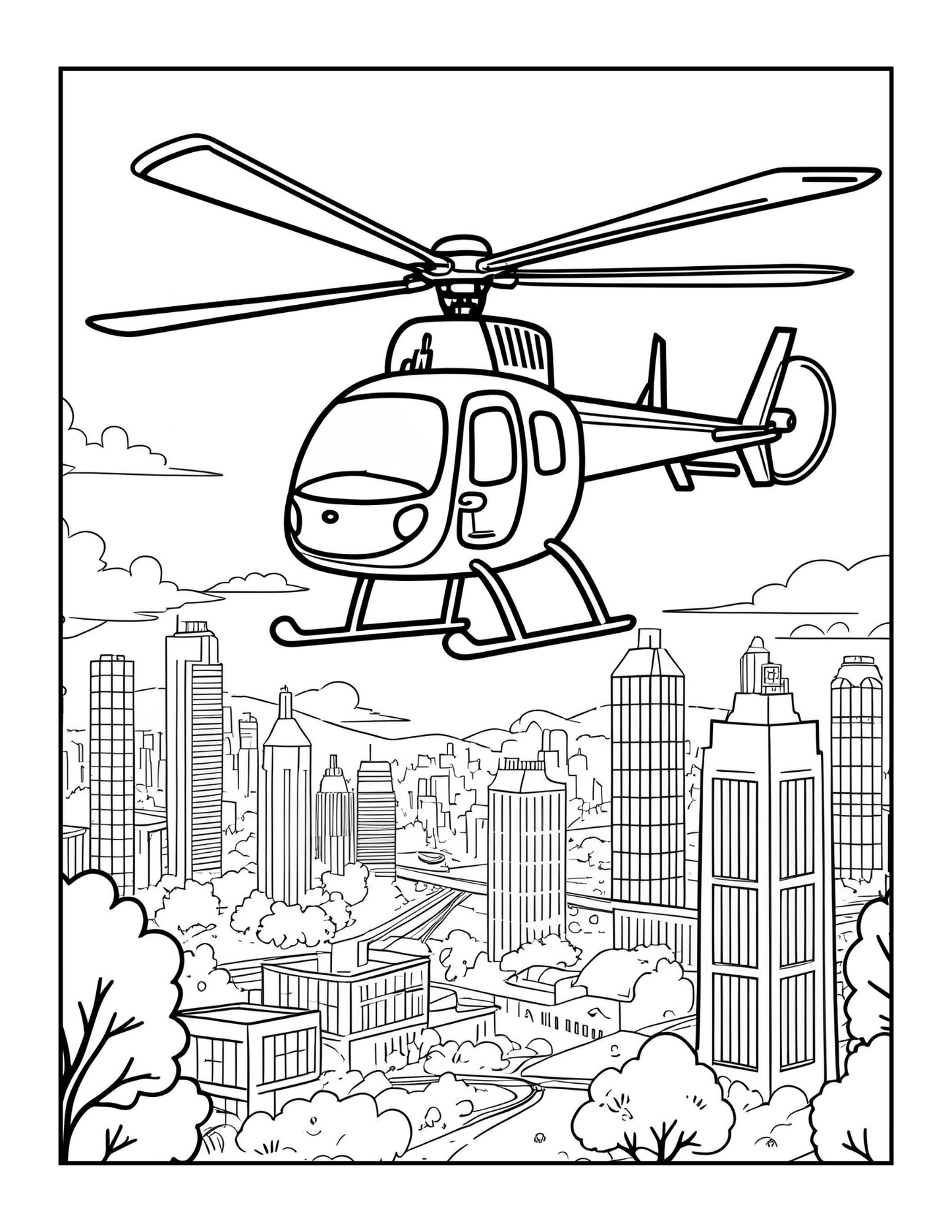 Helicopter Coloring Book Gift for Adults Kids Boys Girls Teens 50 Pages Single Sided Cool Helicopter Chopper Lover Aircraft Coloring Book